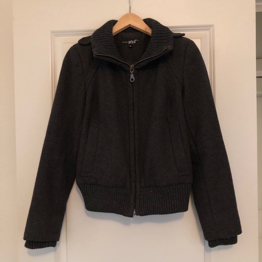 Gray Knit Bomber Jacket